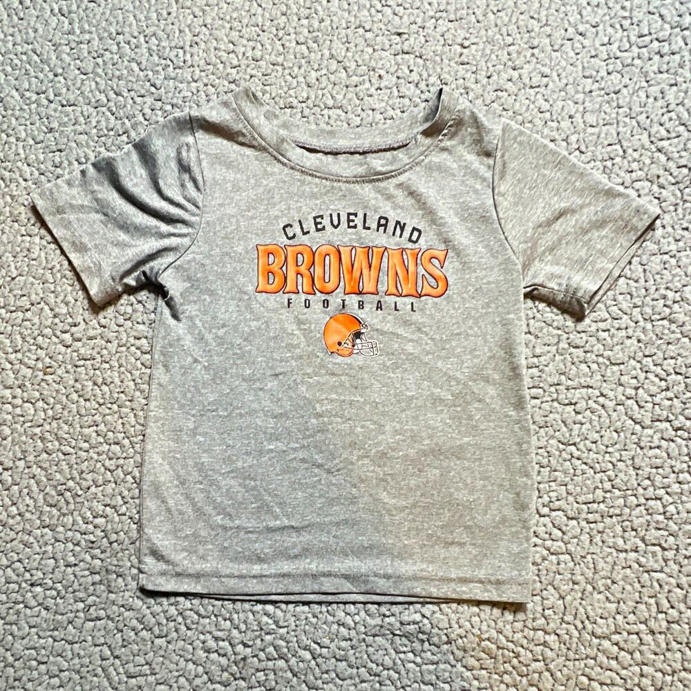 NFL Team Apparel Cleveland Browns 2T Gray Short Sleeve Crew Neck Graphic Tee